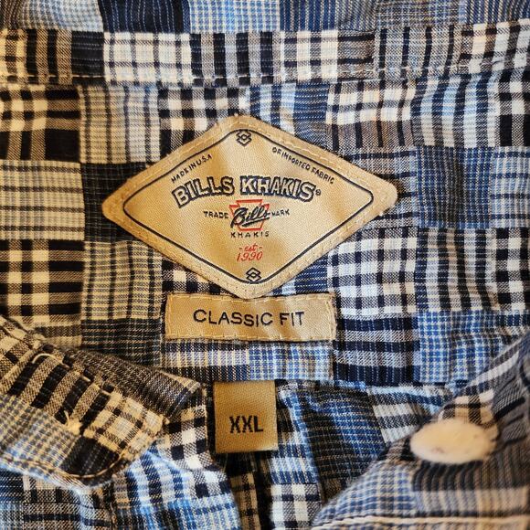 Bill’s Khakis Button Mens LS 2XL Blue Denim Patch Look Square Cotton USA - Picture 5 of 5